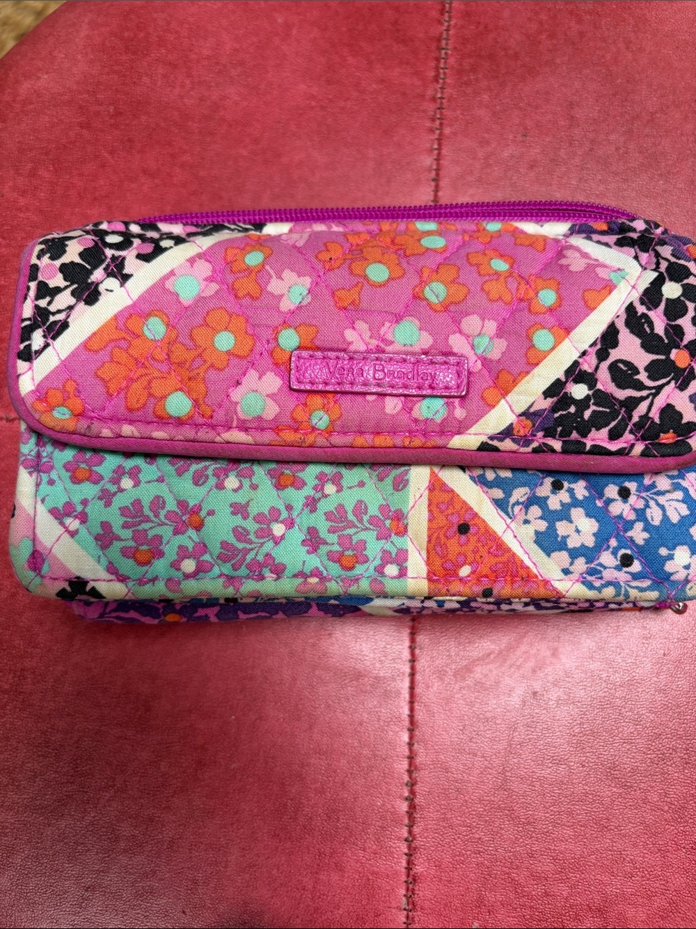 Vera Bradley Bright Patchwork Floral Quilted wristlet. Crossbody no strap
